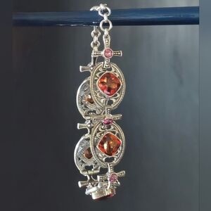 NICKY BUTLER 925 Sterling Silver Marigold Quartz Pink Topaz Designer Bracelet NB